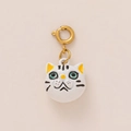 Cat head pendant with green eyes and tiger stripes on a golden 18K plated ring - Cat Charm Only (Without Chain)