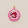 Pink circular enamel lobster charm pendant with gold plating for DIY jewelry making - Pink Shrimp Pendant