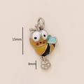 Cartoon honey bee pendant with yellow enamel and sparkling cubic zirconia flower charm - Bee