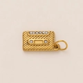 Retro cassette tape charm in 18K gold plated stainless steel with zircon inlay - Inflatable Radio Prop