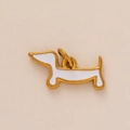 Dackel-Anhänger aus Gold mit weißer Emaille und Ring für DIY-Schmuckherstellung - 2 Weißer Hund