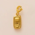 Golden mobile phone pendant in 18k gold plated steel with zircon and spring clasp - Phone-Shaped / Gold