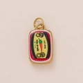 Ciondolo in acciaio inossidabile dorato con design smaltato peperoncino e doppi anelli - solo ciondolo / No.13 Peperoncino Piastrina Quadrata