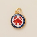 Gold-plated round crab pendant with white and blue enamel for DIY jewelry making - Crab Pendant (2)