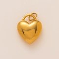 Polished gold heart charm pendant with circular lobster clasp connector for jewelry - Smooth Gold Heart Pendant (JXNK253429GK-4)
