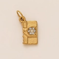 Vintage 18K gold plated camera pendant charm with sparkling round zircon stones - Camera