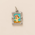 Vintage 18K gold-plated sunflower pendant with ornate frame for DIY jewelry - Flower Photo Frame Pendant