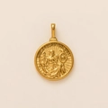 18K goud vergulde roestvrijstalen medaillon hanger met godin en Latijns motto erop - Fortuna Iuvat Dapper Motto Hanger