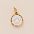 Pendentif rond en métal doré avec relief d'empreinte de patte blanche pour bijoux - Pendentif Patte de Chien