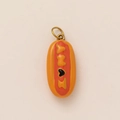 Colgante mini hot dog en baño de oro de 18K con detalles de salsa en esmalte rojo y amarillo - Colgante de Perrito Caliente Hamburguesa