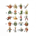 Set de 20 colgantes de jardín bañados en oro 18K con regaderas y plantas de colores - Estilo Regadera (N.º 1)