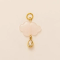 Roze wolk hanger met gouden regendruppel kristal en 18K vergulde roestvrijstalen ring - Roze Wolk Druppel Hanger