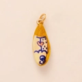 Artistic teardrop ceramic pendant with colorful patterns and golden metal ring - Small Fish Pendant (YKBS26032007GK)