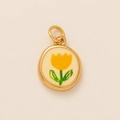 Goldener Anhänger mit gelber Tulpe, stilvolles DIY-Schmuckzubehör für Halsketten - Gelber Blumenanhänger