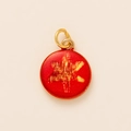 Moderner Anhänger in Rot und Gold mit Emaille-Finish für Schmuckherstellung - Roter Sechszackiger Sternanhänger