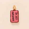 Pink rectangular enamel pendant with IM JUST AWKWARD text and gold plating for DIY crafts - 14-Pink Square Slogan