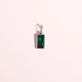 Minimalistische zilveren hanger met smaragdgroene edelsteen voor DIY-sieraden maken - Mei (Staal)