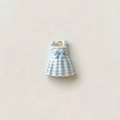 Blau-karierter Kleideranhänger mit Goldring für DIY-Schmuck und Halsketten - Blaues Kleid Anhänger