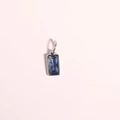 Rechthoekige blauwe zirkoon geboortesteen hanger met gepolijst roestvrijstalen frame - December (Staal)