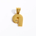 Minimalist gold letter 'a' pendant with zircon inlay and polished metal finish - Pendant Only (Without Chain)