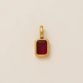 Colgante cuadrado de circonita roja con marco dorado mate para collar de mujer - Colgante Gota Enero