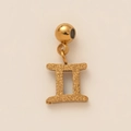 Gold plated stainless steel Gemini zodiac pendant charm with a textured matte finish - Frosted Gemini Zodiac Sign