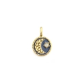 Ronde hanger met ster en maan van donkerblauw emaille en goudkleurige afwerking - Bronzen Maan Ster Hanger / Goud