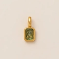 Rectangle emerald-cut light green gemstone pendant in a vintage gold finish - December Turquoise Oval Charm