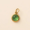Vintage 18K vergulde roestvrijstalen ketting met ronde groene zirkoon hanger - Mei Smaragd Hanger Goud