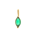 Groene geboortesteen hanger in marquise slijpvorm met gouden titanium stalen frame op wit - Mei Goud
