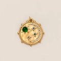 Collier en acier inoxydable avec pièce céleste, gemme verte et croissant de lune plaqué or 18K - La Lune