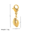 Golden American football charm pendant made of stainless steel with detailed dimensions - Rugby Pendant