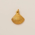 Exquisite gold scallop shell pendant with radial texture and circular hanging ring - Diamond Pattern Shell Only (Without Chain)