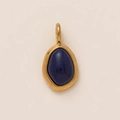 Handgefertigter Herzanhänger aus Gold mit Lapislazuli-Stein und mattem Gold-Finish - Oval Lapis Lazuli Pendant Only (Without Chain)