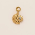Stainless steel gold sun and moon pendant necklace with sparkling zircon stone - Sun and Moon Pendant