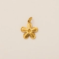 Dettaglio di un ciondolo a forma di fiore a cinque petali in acciaio inox placcato oro 18K - Ciondolo a Fiore