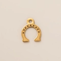 Detailed view of gold horseshoe pendant charm with circular cutouts in 18K gold finish - Horseshoe 1