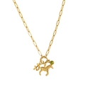 Collana a graffetta placcata oro 18K con ciondolo cavallo, Sagittario e zircone verde - Ciondolo Pietra Natale Agosto