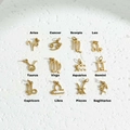 Double-layered gold titanium steel necklace featuring twelve zodiac constellation pendants - Aries