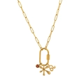 Goldene Büroklammer-Halskette mit Löwe-Sternzeichen, Karabiner und rotem Edelstein - Januar Geburtsstein Anhänger Nur (Ohne Kette)
