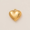Ciondolo a cuore in acciaio inossidabile placcato oro 18K lucido con finitura a specchio - Ciondolo a cuore 3D / Oro
