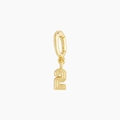 Anhänger Nummer 2 aus 18K vergoldetem Edelstahl mit rundem Verschluss für DIY Schmuck - Nummer 2 Anhänger / Gold