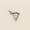 Silver stainless steel pizza slice charm pendant with detailed mushroom toppings - Pizza