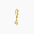 Anhänger Nummer 4 aus vergoldetem Edelstahl mit ovalem Federverschluss für DIY-Schmuck - Nummer 4 Anhänger / Gold