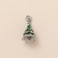 Detail of Christmas tree pendant in silver stainless steel with green enamel finish - Christmas Tree