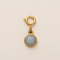 Ciondolo in acciaio inossidabile placcato oro 18K con pietra rotonda azzurro traslucido - Pendente in Agata Smerigliata / Blu