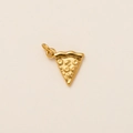 Detailed macro view of a 18K gold-plated pizza pendant with textured surface - Gold Pizza