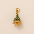 Detailed view of golden Christmas tree charm with green enamel for DIY jewelry making - Christmas Tree Gold