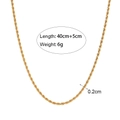 Minimalist 18K gold plated stainless steel twist rope chain necklace for women - Twist Chain (N172_2MM_40CM)