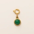 Pendente in acciaio inossidabile placcato oro 18K con agata verde tonda lucidata - Ciondolo Turchese / Verde Turchese